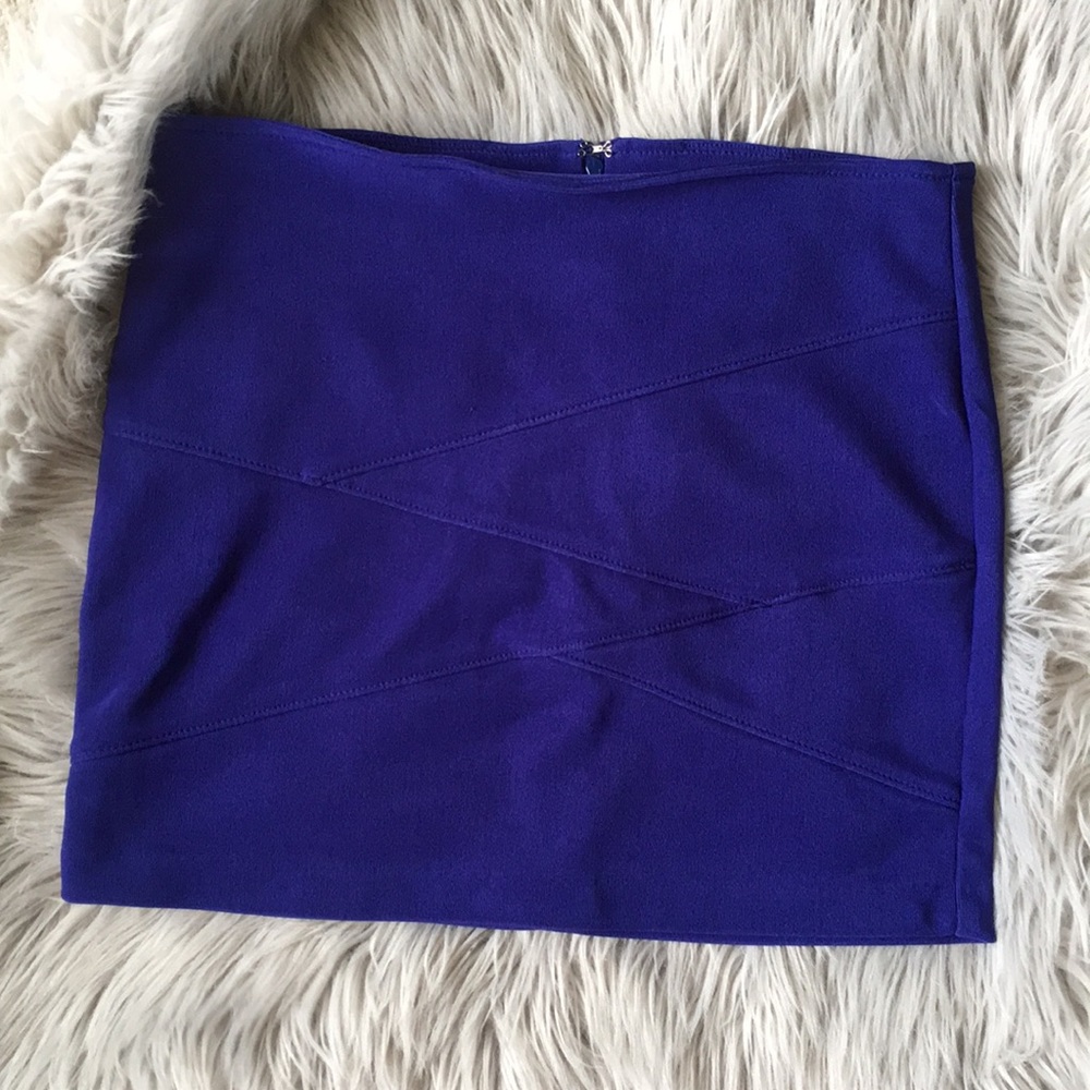 Royal blue zip mini skirt